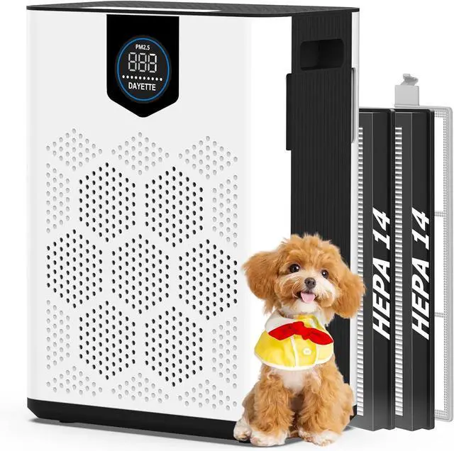 Main image of Air Purifiers for Home Large Room Up to 3000 Ft² with 2xH14 HEPA Filters, Air Purifiers for Pets Bedroom with Washable PreFilters, 2 TIMES Purification Speed In Turbo Mode for Dust, Hair, Odor