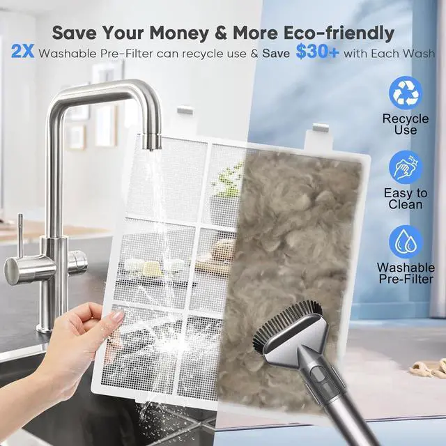 Alt view image 6 of 7 - Air Purifiers for Home Large Room Up to 3000 Ft² with 2xH14 HEPA Filters, Air Purifiers for Pets Bedroom with Washable PreFilters, 2 TIMES Purification Speed In Turbo Mode for Dust, Hair, Odor