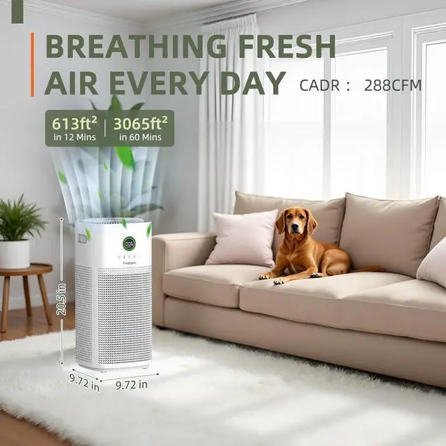 Alt view image 3 of 7 - HEPA Air Purifiers for Home Large Room, Covers Up to 3065 ft², UVC Light, H13 HEPA 4-in1 Air Filter, Pet Air Purifier Remove Pets Dander, Smoke Pollutants Odor, Allergies in Bedroom, KF-P31