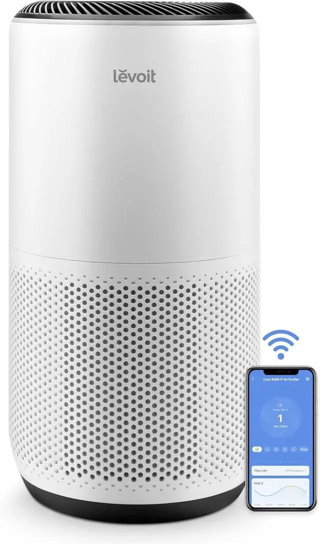 Main image of LEVOIT Air Purifiers for Home Large Room Up to 1733 Ft² With HEPA Sleep Mode, AHAM VERIFIDE, Auto Mode, Air Quality Monitor, Smart WiFi, 3-in-1 Filter For Pet Allergy, Smoke, Dust, Core 400S-P, White