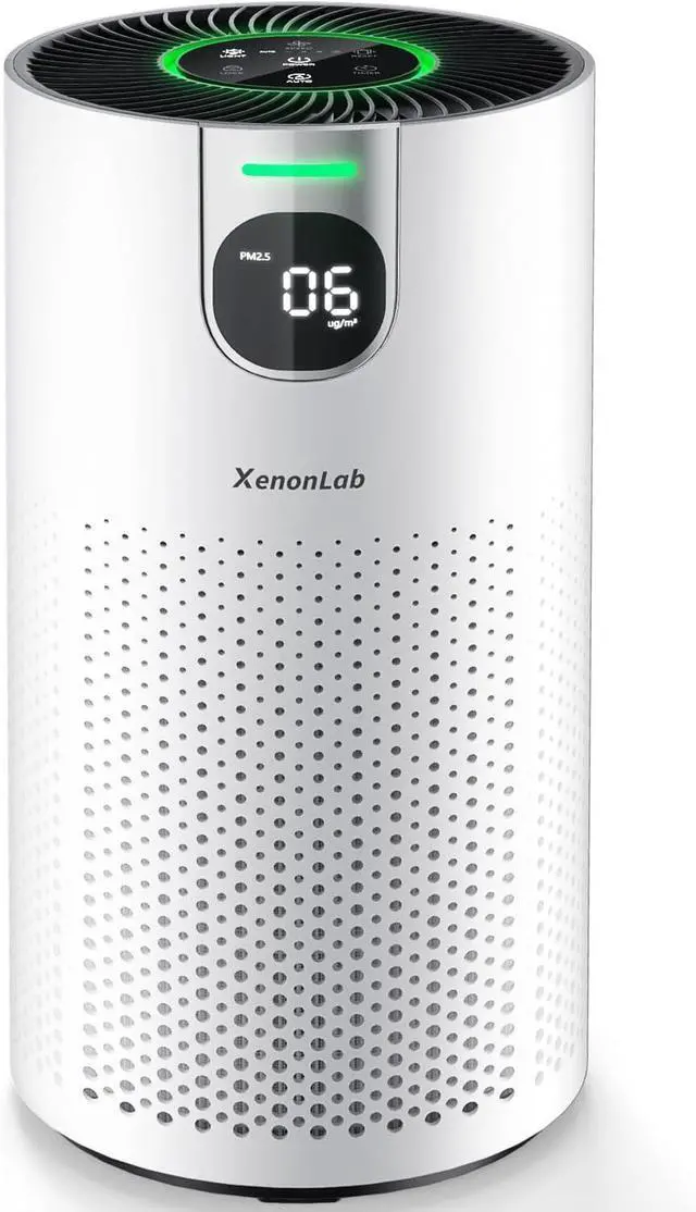 Main image of Air Purifiers for Home Large Room Covers up to 1800Ft², VisionAir 20dB Sleep Mode for Bedroom, with Real-Time AQI & PM2.5 Display, 360°Intake&Outlet Air Cleaner Pet-Friendly HEPA, HAP606, Light White