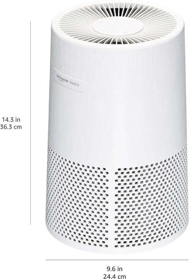 Alt view image 5 of 6 - Basics Air Purifier for Home and Office, With 3-Stage Filtration, HEPA Filter With Activated Carbon, 3 Speeds, Timer, Sleep Mode (32db), Energy Star Certificate, Covers Up to 1067 Sq ft, White
