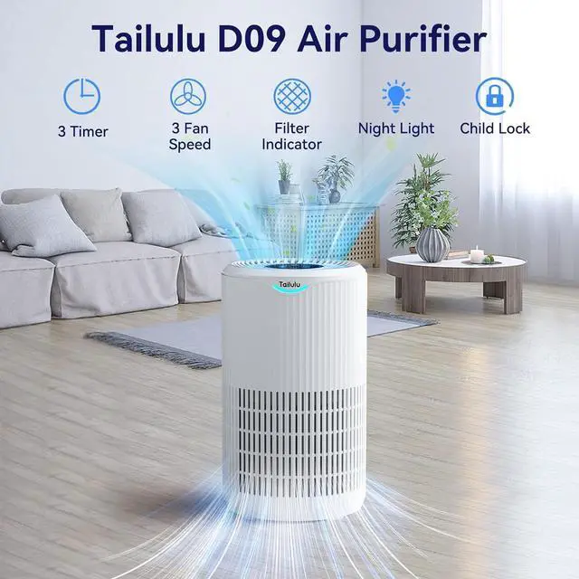 Alt view image 3 of 7 - Air Purifiers for Home Large Room Up to 1500 Sq Ft, Tailulu H13 HEPA Air Purifier for Pet Dander Smoke Odor Dust Pollen, Air Filter for Bedroom Living Room, Kitchen, Office, Sleep Mode