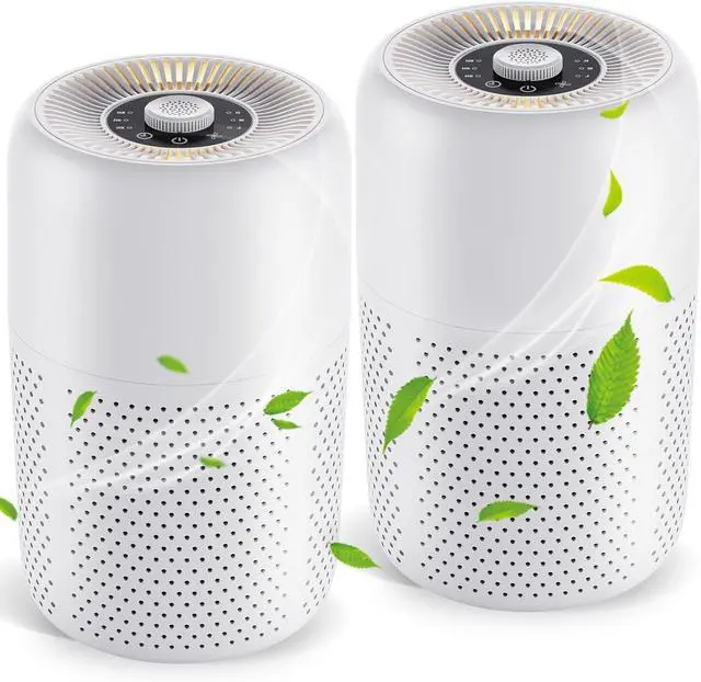 Main image of 2 Pack YARIKI Air Purifiers for Bedroom Home with Aromatherapy Function,Small Air Purifier with Nightlight Speed Control,24dB Low Noise for Better Sleep,For Pet Room Dorm Kitchen,P60 (White)
