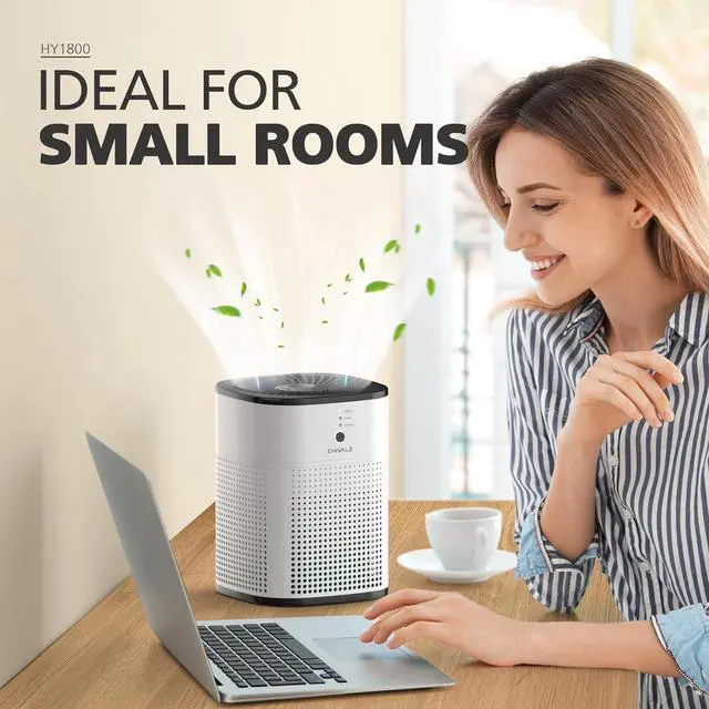 Alt view image 3 of 7 - 2 Pack CHIVALZ Air Purifiers for Bedroom with True HEPA Filter for Smoke, Dust, Pollen, Pet Dander, Small Air Purifiers for Home Bedroom, Quiet Air Cleaner with 24dB Sleep Mode, White & Black