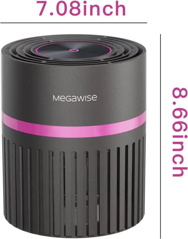 Alt view image 7 of 7 - MEGAWISE Office Air Purifier with 3-in-1 HEPA Filter Desktop Air Cleaner for Smoke, Dust, Pollen, Pet Dander, HEPA Air Purifier for Home and Bedroom, 100% Ozone Free (Available for California)