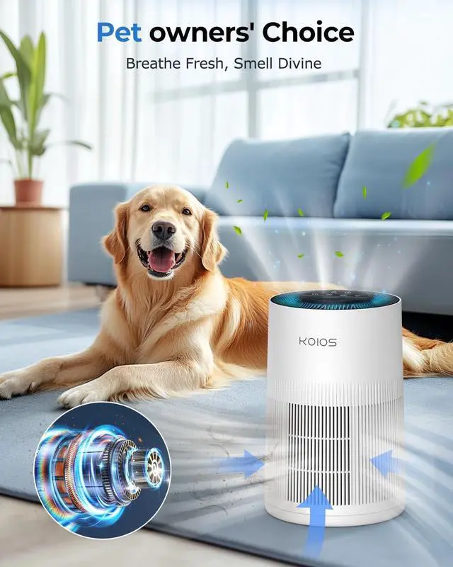 Alt view image 7 of 7 - Air Purifiers for Home Large Room 1200ft², KOIOS H13 True HEPA Air Purifier for Bedroom with 7 Colorful Lights, Aromatherapy, Desktop Air Filter Cleaner for Smoke Dust Pollen Pets Dander Odor, AP2303