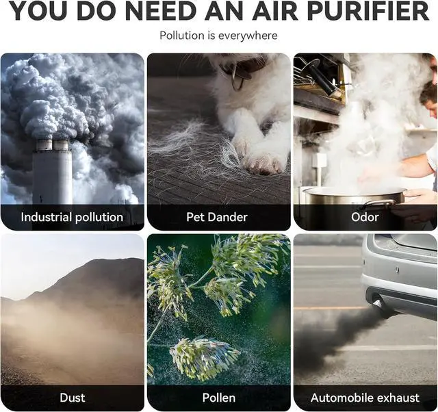 Alt view image 3 of 7 - Air Purifiers for Bedroom, H13 HEPA Air Purifiers - Covers Up to 1074 ft² - 24dB Ultra-Quiet Sleep Mode, 360° Outlet Air Cleaner , Perfect for Home, Pets (Cream Pink)