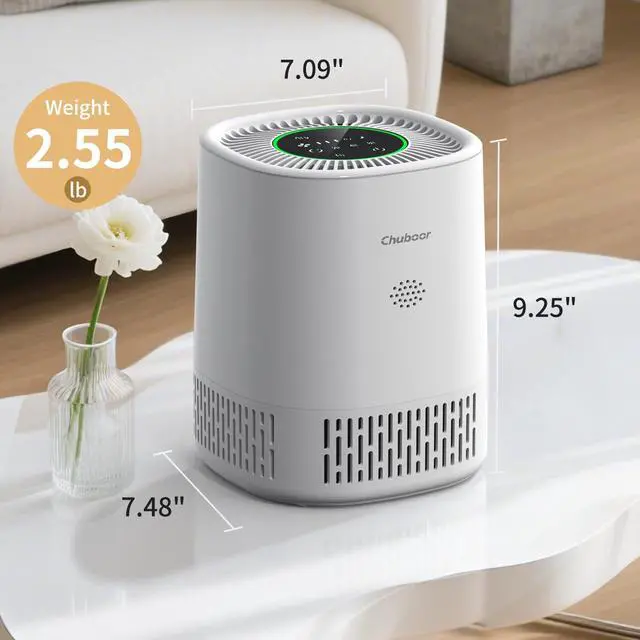 Alt view image 3 of 7 - Chuboor Air Purifiers for Home Bedroom, H13 True HEPA Filter Air Cleaner for Pets Office desktop Living Dorm Room Smoke Kitchen, Auto Mode, Sleep Mode, PJ01A, White