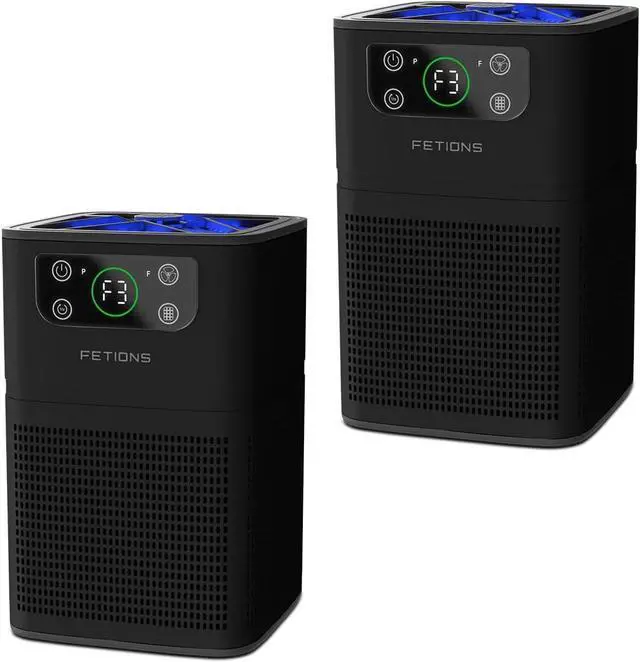 Main image of Air Purifier for Bedroom Home, FETIONS Air Cleaner with Fragrance Sponge Sleep Mode 3-in-1 Filtration System, Compact with H13 HEPA Filter for Pet Dander Pollen Smoke Dust Odor, Black, 2 Pack
