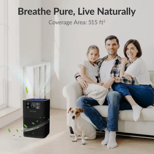 Alt view image 2 of 7 - Air Purifier for Bedroom Home, FETIONS Air Cleaner with Fragrance Sponge Sleep Mode 3-in-1 Filtration System, Compact with H13 HEPA Filter for Pet Dander Pollen Smoke Dust Odor, Black, 2 Pack