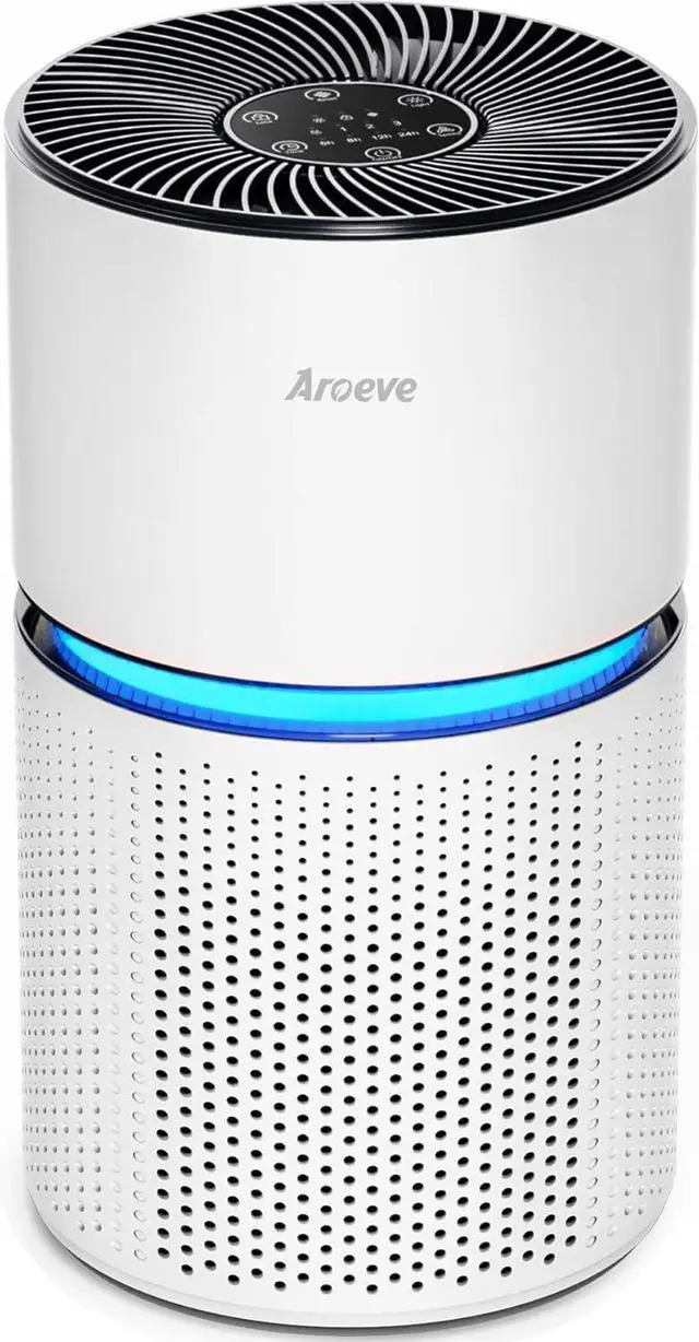 Main image of AROEVE Air Purifiers for Home Large Room Coverage Up to 1095 Sq.Ft Air Cleaner Impressive Filtration Remove Dust, Pet Dander for Office, Bedroom, MK03- White
