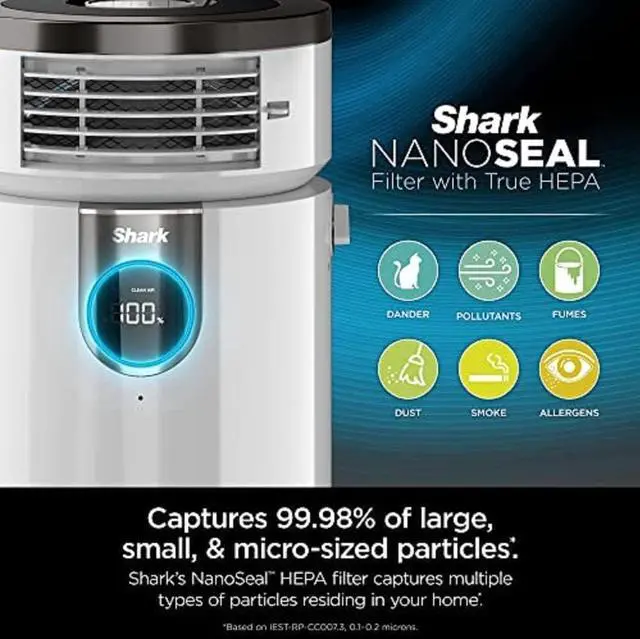 Alt view image 3 of 7 - Shark HC502 3-in-1 Clean Sense Air Purifier MAX, Heater & Fan, HEPA Filter, 1000 Sq Ft, Oscillating, Large Rooms, Kitchens, Captures 99.98% of Particles for Clean Air, Dust, Smoke & Allergens, White