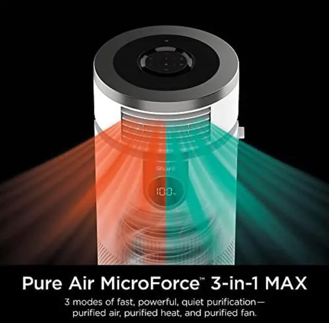 Alt view image 4 of 7 - Shark HC502 3-in-1 Clean Sense Air Purifier MAX, Heater & Fan, HEPA Filter, 1000 Sq Ft, Oscillating, Large Rooms, Kitchens, Captures 99.98% of Particles for Clean Air, Dust, Smoke & Allergens, White