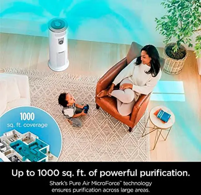 Alt view image 7 of 7 - Shark HC502 3-in-1 Clean Sense Air Purifier MAX, Heater & Fan, HEPA Filter, 1000 Sq Ft, Oscillating, Large Rooms, Kitchens, Captures 99.98% of Particles for Clean Air, Dust, Smoke & Allergens, White