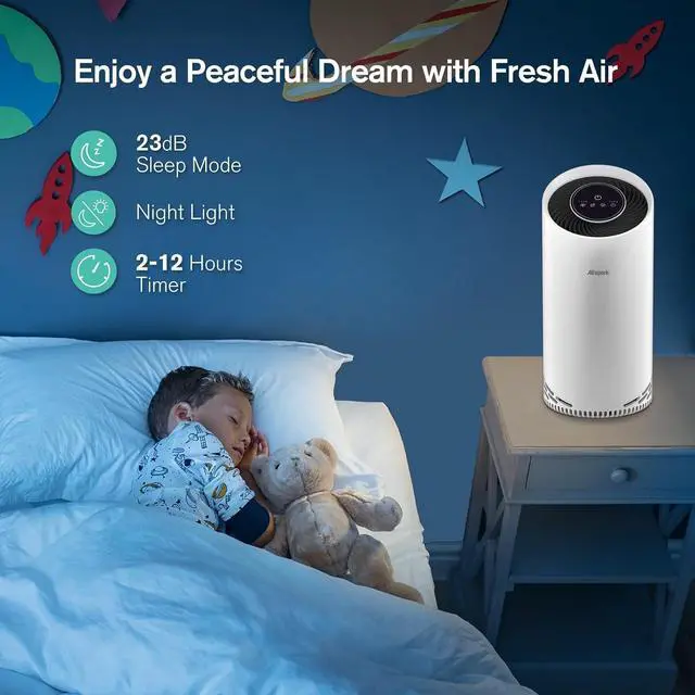 Alt view image 5 of 7 - Air Purifiers for Home Large Room Up to 1375 ft², 4-in-1 True HEPA Air Purifier for Pets Hair Dander Pollen Smoke Cooking Pet Smell. CADR 187 m³/h, Air Cleaner for Bedroom Nursery Living Room
