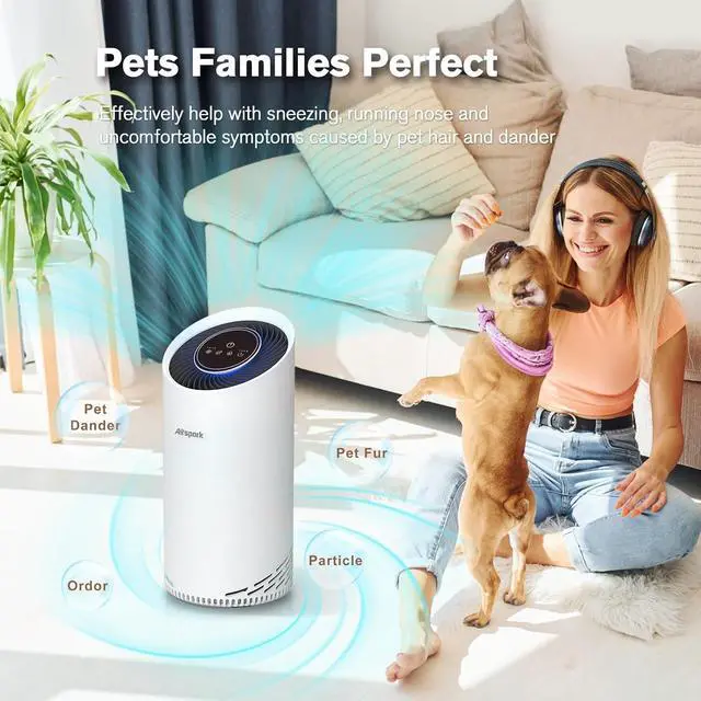 Alt view image 6 of 7 - Air Purifiers for Home Large Room Up to 1375 ft², 4-in-1 True HEPA Air Purifier for Pets Hair Dander Pollen Smoke Cooking Pet Smell. CADR 187 m³/h, Air Cleaner for Bedroom Nursery Living Room
