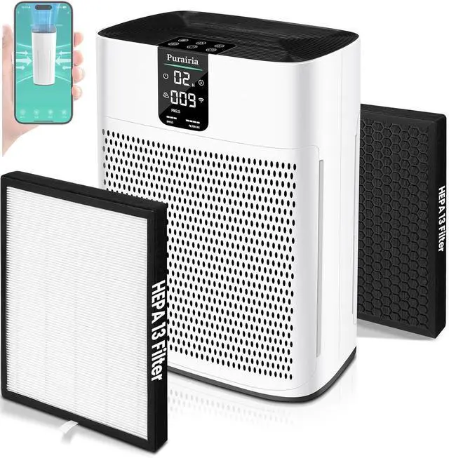 Main image of Air Purifiers for Home Large Room Covers 2200ft², HEPA Air Purifier with PM2.5 Display, 15dB Sleep Mode, Smart Air Cleaner with App for Room, Office, Smoke, Pet Hair, Dander, Dust, Odor with 2 Filters