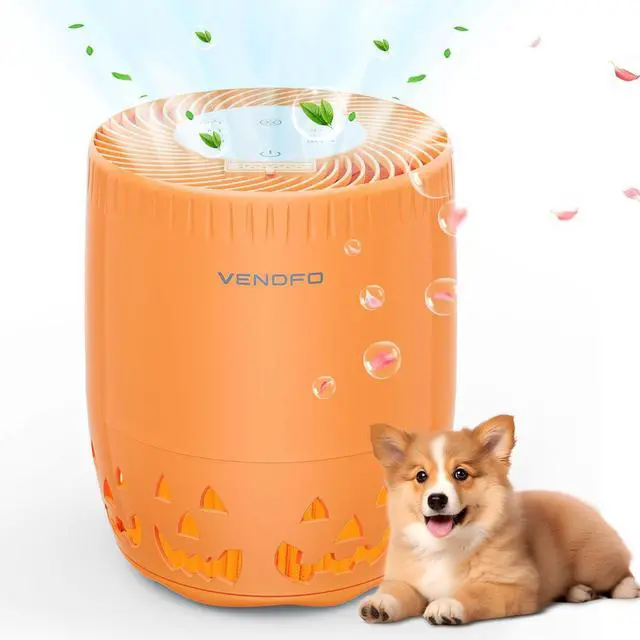 Main image of Air Purifiers for Home Bedroom up to 1076ft², True HEPA Air Filters Dust Pets Smoke Hair, 3 Fan Speeds Quiet, Timer Settings, Rechargeable Air Cleaner Office, Bedroom, Pets, Car(Orange)