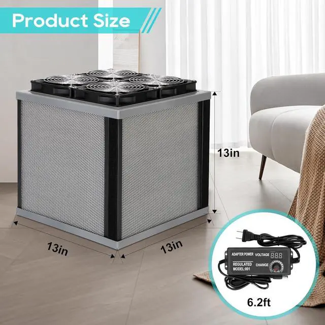 Alt view image 2 of 7 - 3Pro Air Purifier for Large Homes up to 3400ft² - CADR 440cfm, Detachable & Portable - Fits in 20" Suitcase