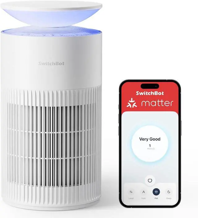 Main image of SwitchBot Air Purifiers for Home Large Room with Matter Up to 3620 ft², 20dB, Washable Pre-filter, Pet Mode, 10 RGB Colors, Aromatherapy, Work with Apple Home, Alexa, GoogleHome, HomeAssistant