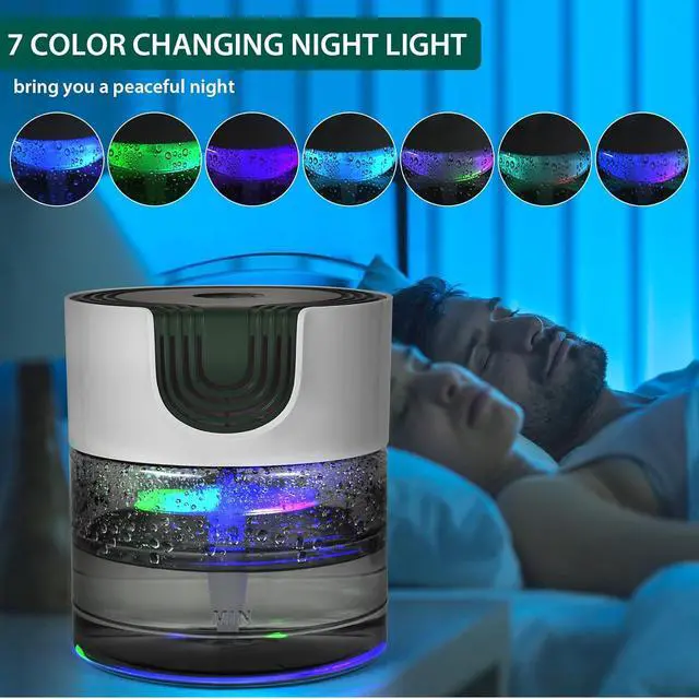 Alt view image 4 of 7 - Water Air Purifiers for Home, Quiet Variable Speed Water Based Air Purifier with 7 Color Night Light, Air Washer Humidifier for Home, Bedroom, Office, Pet Odors