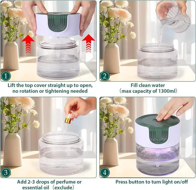 Alt view image 5 of 7 - Water Air Purifiers for Home, Quiet Variable Speed Water Based Air Purifier with 7 Color Night Light, Air Washer Humidifier for Home, Bedroom, Office, Pet Odors