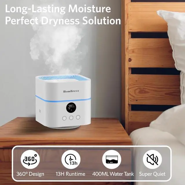 Alt view image 4 of 7 - Air Purifier and Humidifier Combo for Bedroom, Covers Up to 200ft², H13 True HEPA Filter, 500ML Water Tank, Quiet Cool Mist Top Fill Essential Oil Diffuser for Baby, Pet Room, White