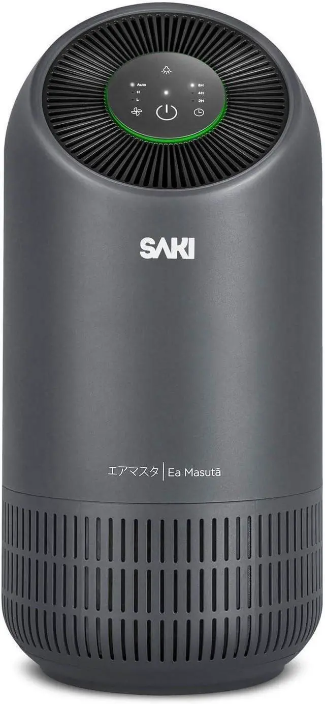 Main image of SAKI True HEPA H13 Filter Air Purifier for Bedroom, Home or Office to Purify Air in Rooms up to 129 Square Feet, With Smart Air Quality Monitor
