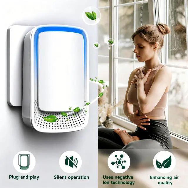 Alt view image 2 of 7 - Plug In Air Ionizer Purifier for Home (4 Pack), Negative Ion Generator, Quiet Air Freshener for Bedroom, Office, Kitchen, Portable Air Filter, Mini Air Cleaner