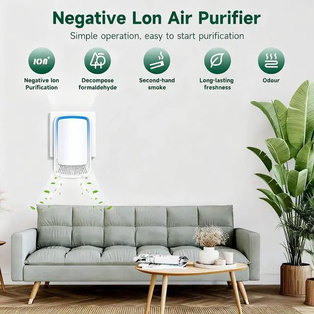 Alt view image 3 of 7 - Plug In Air Ionizer Purifier for Home (4 Pack), Negative Ion Generator, Quiet Air Freshener for Bedroom, Office, Kitchen, Portable Air Filter, Mini Air Cleaner
