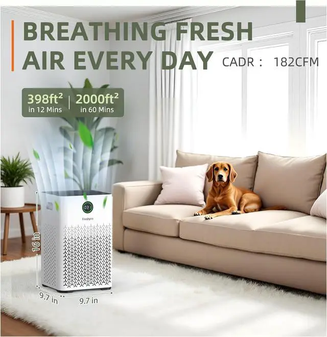 Alt view image 2 of 7 - Air Purifiers for Home Large Room, Covers Up to 2000 ft² 4-in-1 Air H13 HEPA Filter, Smart Wifi Air Purifiers for Pet Room Kitchen, Bedroom, Air Cleaner for Pets Hair Dust Pollen, KF-P34W