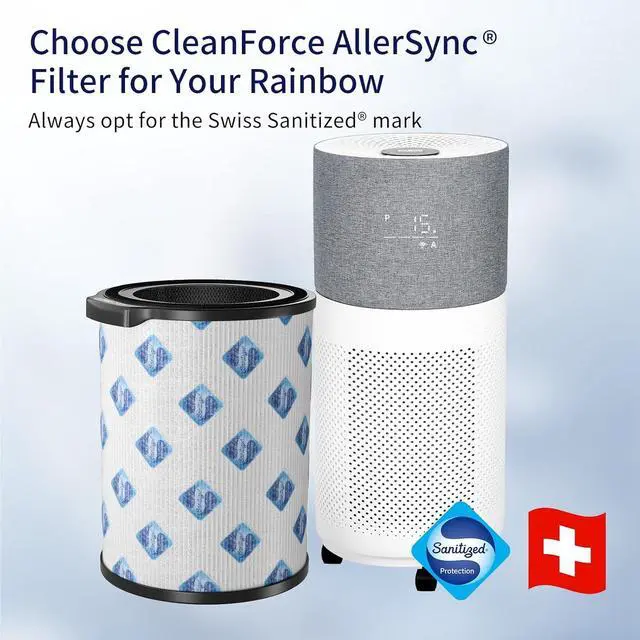 Alt view image 2 of 7 - Genuine CleanForce AllerSync MaxPure H13 True HEPA Sanitized Air Filter for Rainbow Series, filters Dust, Somke, Pollen, Lint, Allergens, Pet Hair Dander and Odors