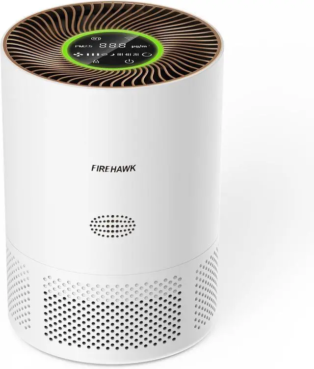 Main image of Firehawk Air Purifier for Home Large Room 2300 ft², H13 HEPA Filter, PM 2.5 Wildfire Sensor, 20dB Quiet Sleep Mode Bedroom Office, Cleaner 99.97% Dust Smoke Pollen Pets Hair, Smart WiFi
