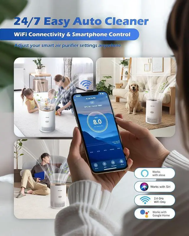 Alt view image 6 of 6 - Firehawk Air Purifier for Home Large Room 2300 ft², H13 HEPA Filter, PM 2.5 Wildfire Sensor, 20dB Quiet Sleep Mode Bedroom Office, Cleaner 99.97% Dust Smoke Pollen Pets Hair, Smart WiFi