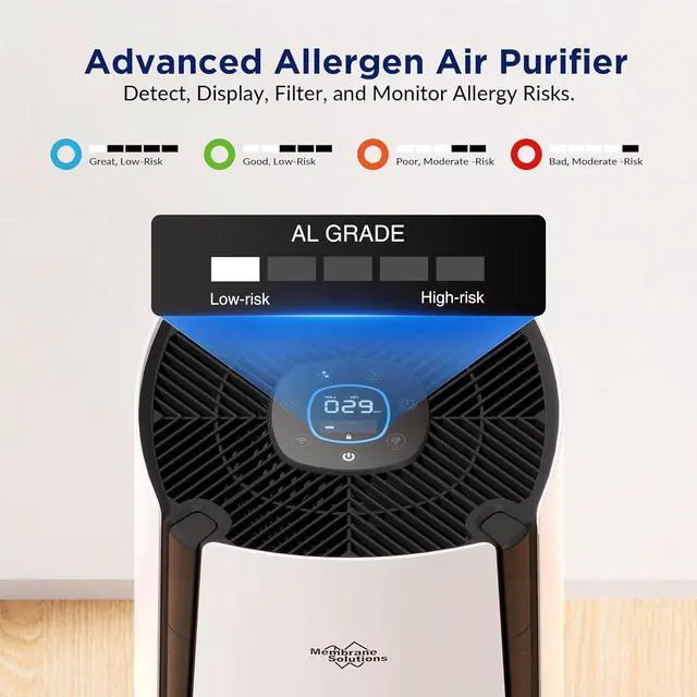 Alt view image 3 of 7 - Membrane Solutions Air Purifiers for Home Large Room up to 3027 Ft² in 1 Hr With Smart WiFi & Alexa, ECO &AUTO Mode, 21dB Quiet Air Cleaner Removes Pet Dander Odors Mold Allergies Dust Pollen, MS601