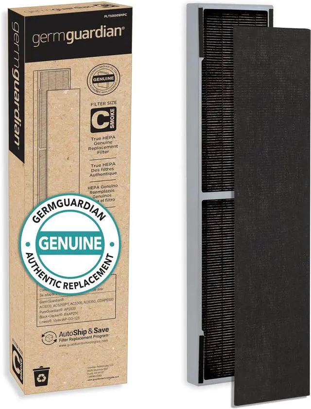 Main image of GermGuardian Filter C Smoke Clear HEPA Genuine Air Purifier Filter, for Wildfire Smoke, Odors, Removes 99.97% of Pollutants and Smoke Toxins, for AC5000, AC5250, AC5300, AC5350, CDAP5500, FLT5000SM