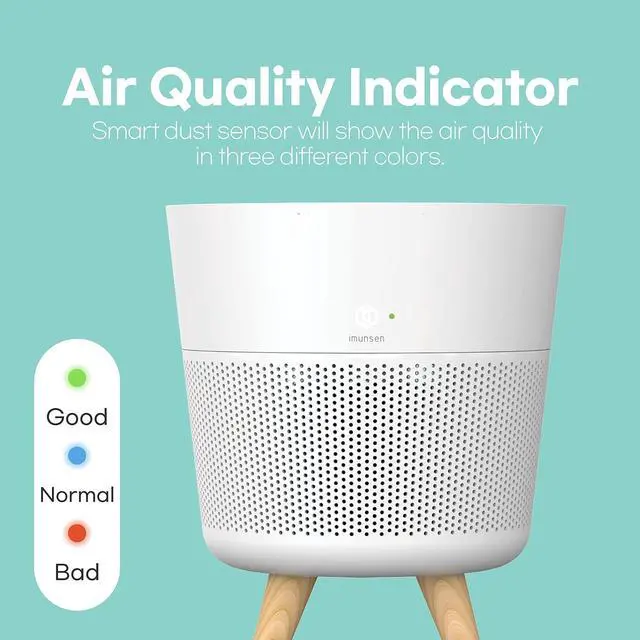 Alt view image 5 of 7 - M-002W True HEPA 13 Filter Air Purifier for Home, Bedroom with Deodorization Filter, Quiet Auto Sleep Mode, 99.97% Pollen, Smoke, Office and Bedroom, Pets, Made in Korea - White
