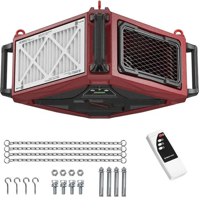 Main image of Abestorm 1080 CFM Intake Air Filtration System, 270 Degree Workshop Dust Collector with Remote Control, Ceiling Mounted for Woodworking Shops and Garage, 2-speed Adjustment, DecDust 1080