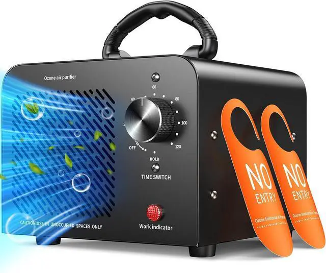 Main image of Ozone Generator 48,000mg, Commercial Ozone Machine Odor Removal, High Capacity O3 Ionizer Air Purifier Deodorizer, Portable Mini for Car, Home, Smoke, Pets, Industrial, for 4000 Square Feet -Black