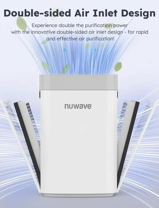 Alt view image 4 of 7 - Nuwave Air Purifiers for Home Bedroom Up to 1361 Sq Ft, Portable Air Purifier with Air Quality Sensor, H13 True HEPA & Carbon Filter Captures Pet Hair Dust Smoke,18dB, Energy Star Certified