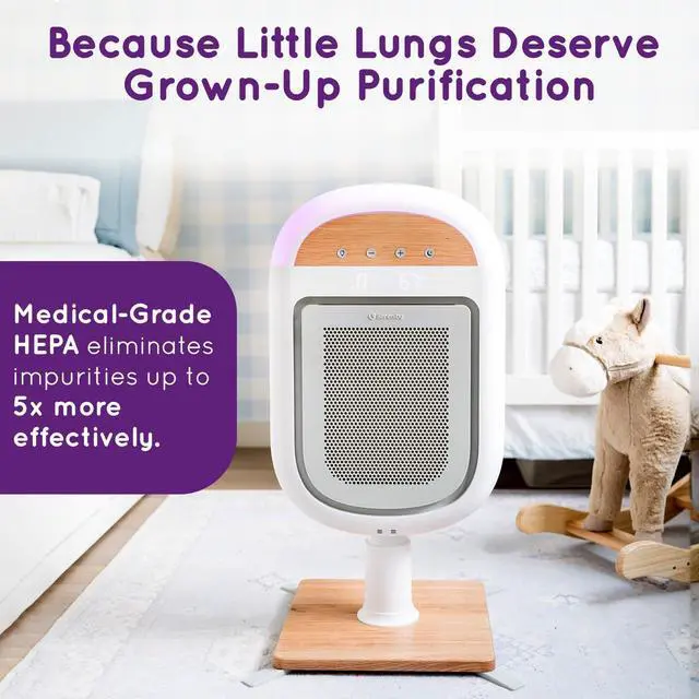 Alt view image 3 of 7 - Air Purifier for Baby | Proprietary Safe-Sleep Design | Medical-Grade HEPA Filtration | Laser-Accurate Air Quality & Temp Sensors | Smart Parent-Approved Features