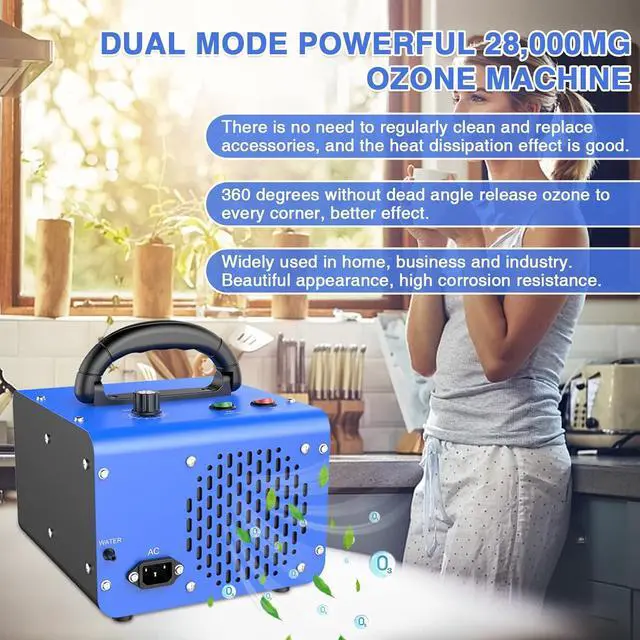 Alt view image 3 of 7 - CAMECO Ozone Generator with Air & Water Modes 28,000mg/h, O3 Ozone Machine Ionizer Air Purifier, Commercial & Industrial Deodorizer for Water, Home, Cars, Office, Basement, Garage, Pets, Smoke