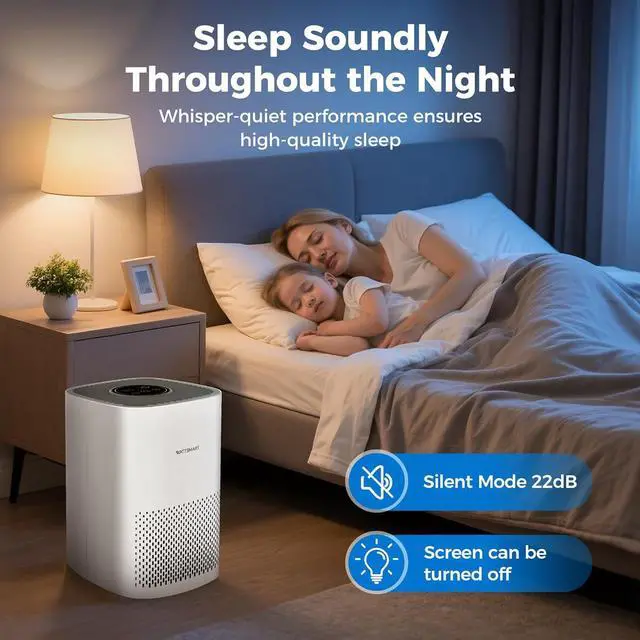Alt view image 5 of 7 - Portable Air Purifiers for Home Covers Up to 1076 ft², Quiet H13 True HEPA Filter Air Cleaner for Bedroom with Sleep Mode & Night Light, Remove Pets Hair Dust Allergies Pollen Smoke Odor