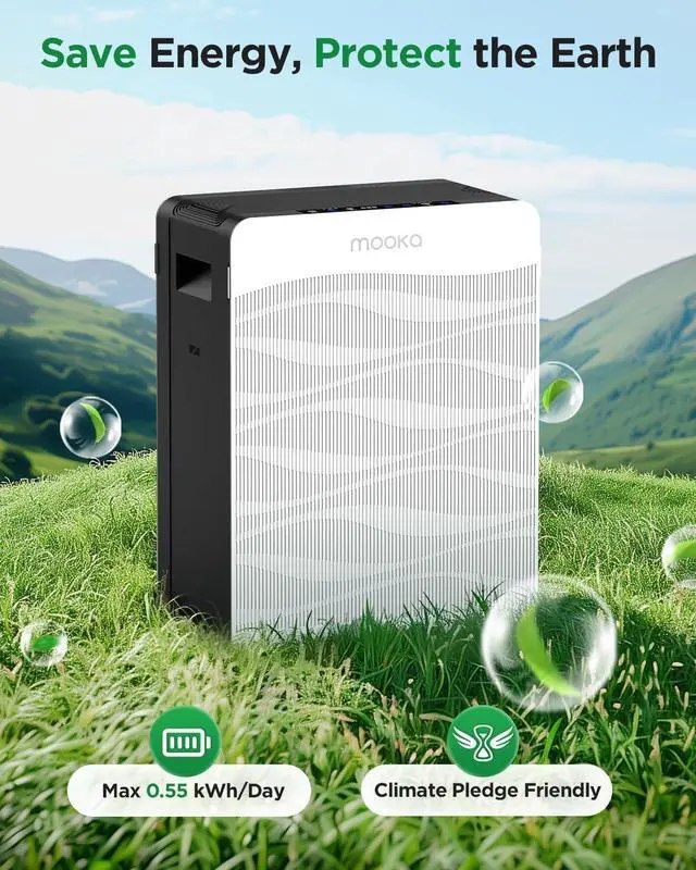 Alt view image 6 of 7 - Air Purifier for Home Large Room 2800 Ft², MOOKA Double-Sided Air Purifiers for Home Pets with Washable Filters, PM 2.5 Air Quality Monitor, Air Filter Cleaner for Bedroom, Dorm Room, Office, C300
