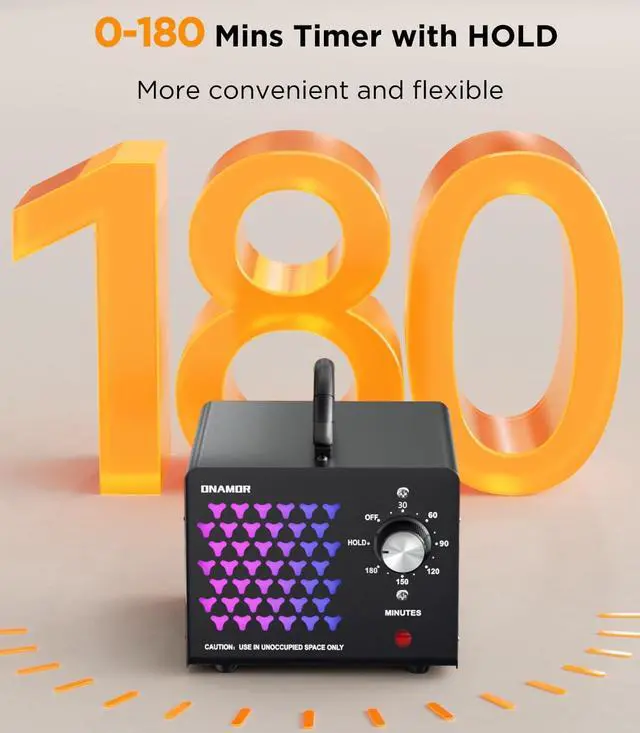Alt view image 6 of 7 - ONAMOR Ozone Generator Odor Eliminator 70000mg, High Capacity Ozone Machine Odor Removal Up to 6000 Sq.Ft, Ionizer Ozonator for Smoke, Car, Basement And Pet Room, Black