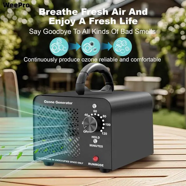 Alt view image 3 of 7 - Ozone Generator 60,000mg/h, Air Purifier for Home, Pets, and Car, Covers Up to 2800 Sq Ft, Odor Eliminator with Overheat Protection