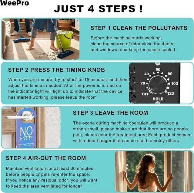 Alt view image 4 of 7 - Ozone Generator 60,000mg/h, Air Purifier for Home, Pets, and Car, Covers Up to 2800 Sq Ft, Odor Eliminator with Overheat Protection