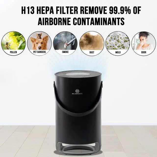 Alt view image 4 of 7 - HEPA Air Purifier for Home Allergies Pets Hair in Bedroom, True HEPA Filter 3-in-1 Cleaner, Removes Pet Dander, Odor, Dust, in Living Room, Office, Desktop, Portable, Sleep Mode, 3-Speed, Black