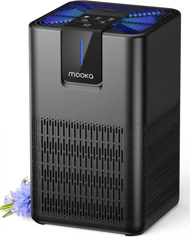 Main image of Air Purifiers for Home Large Room Up to 1250 Ft²,MOOKA H13 HEPA Air Purifier for Pets Dust Odor Smoke,Aromatherapy Function,Air Cleaner with 15dB Quiet Sleep Mode for Bedroom Office Living Room,Black